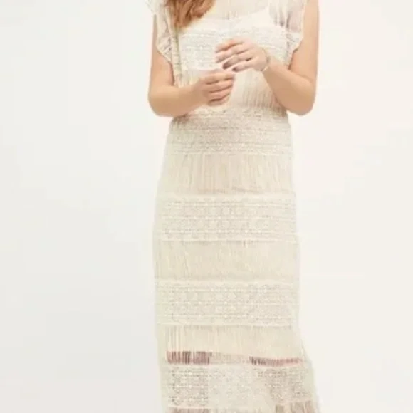 Callahan Cream Fringe Maxi Dress - Picture 4 of 16